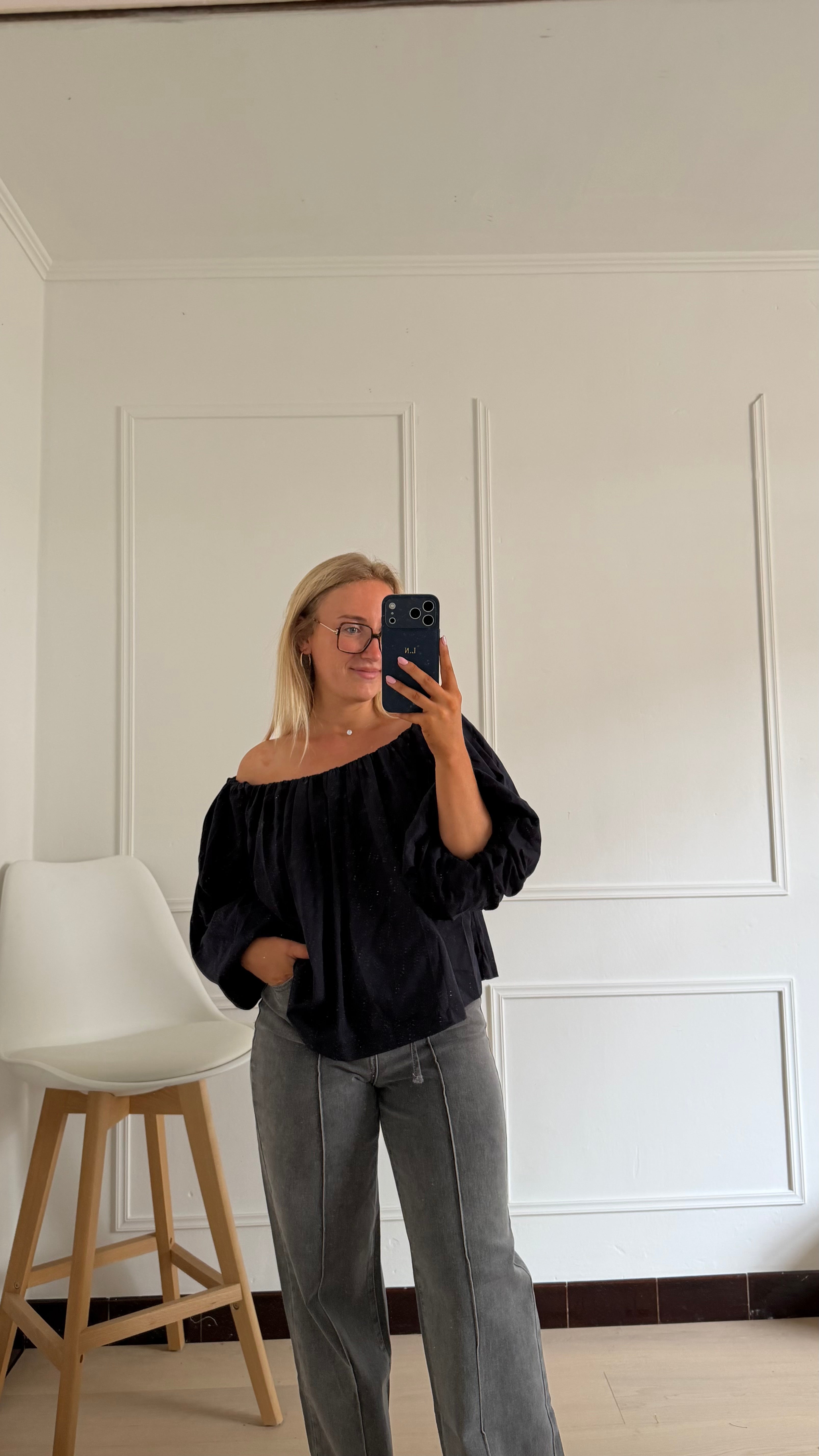 Livia Off Shoulder Longsleeve Marine