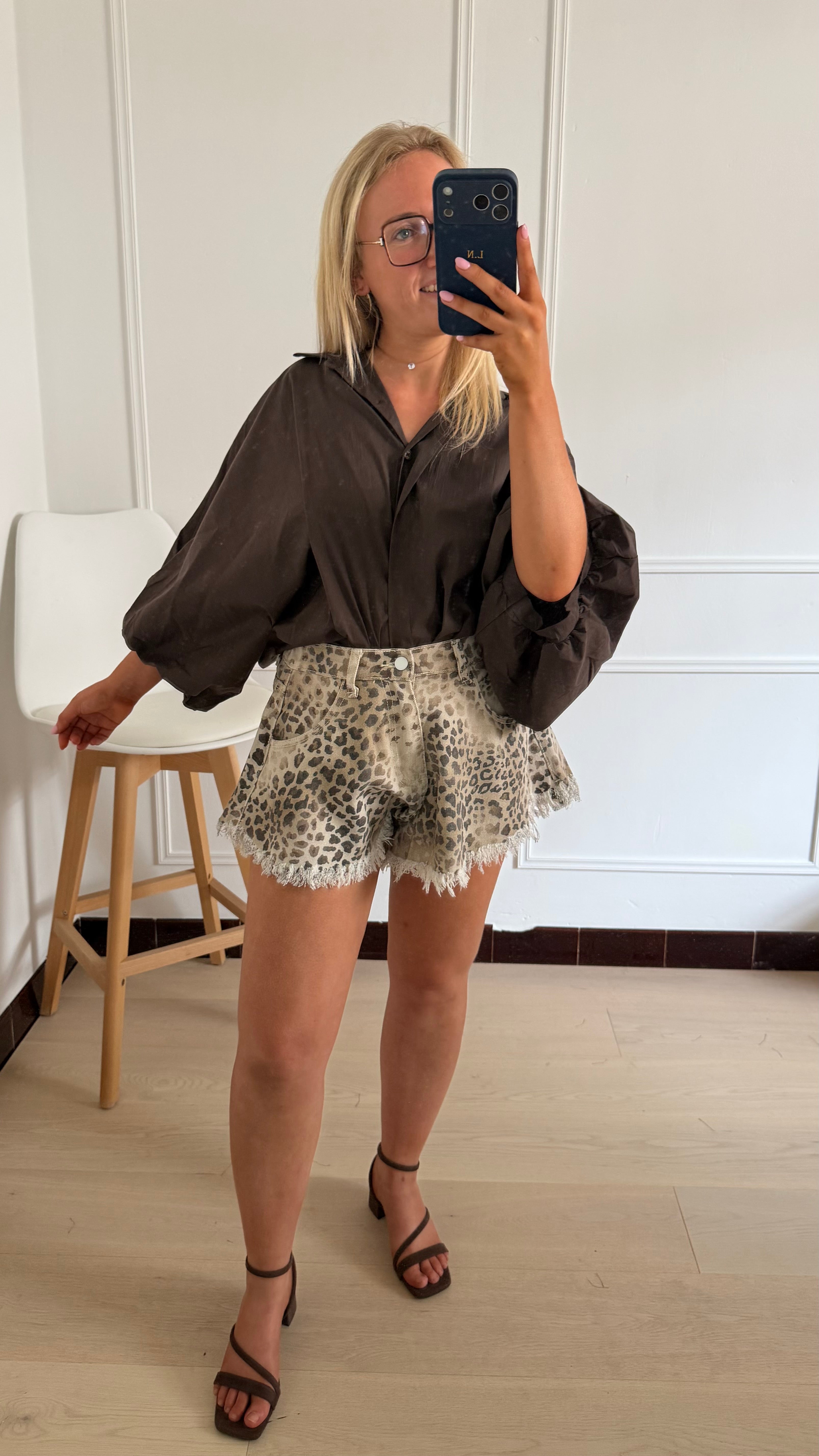 Sienna Leopard Denim Short