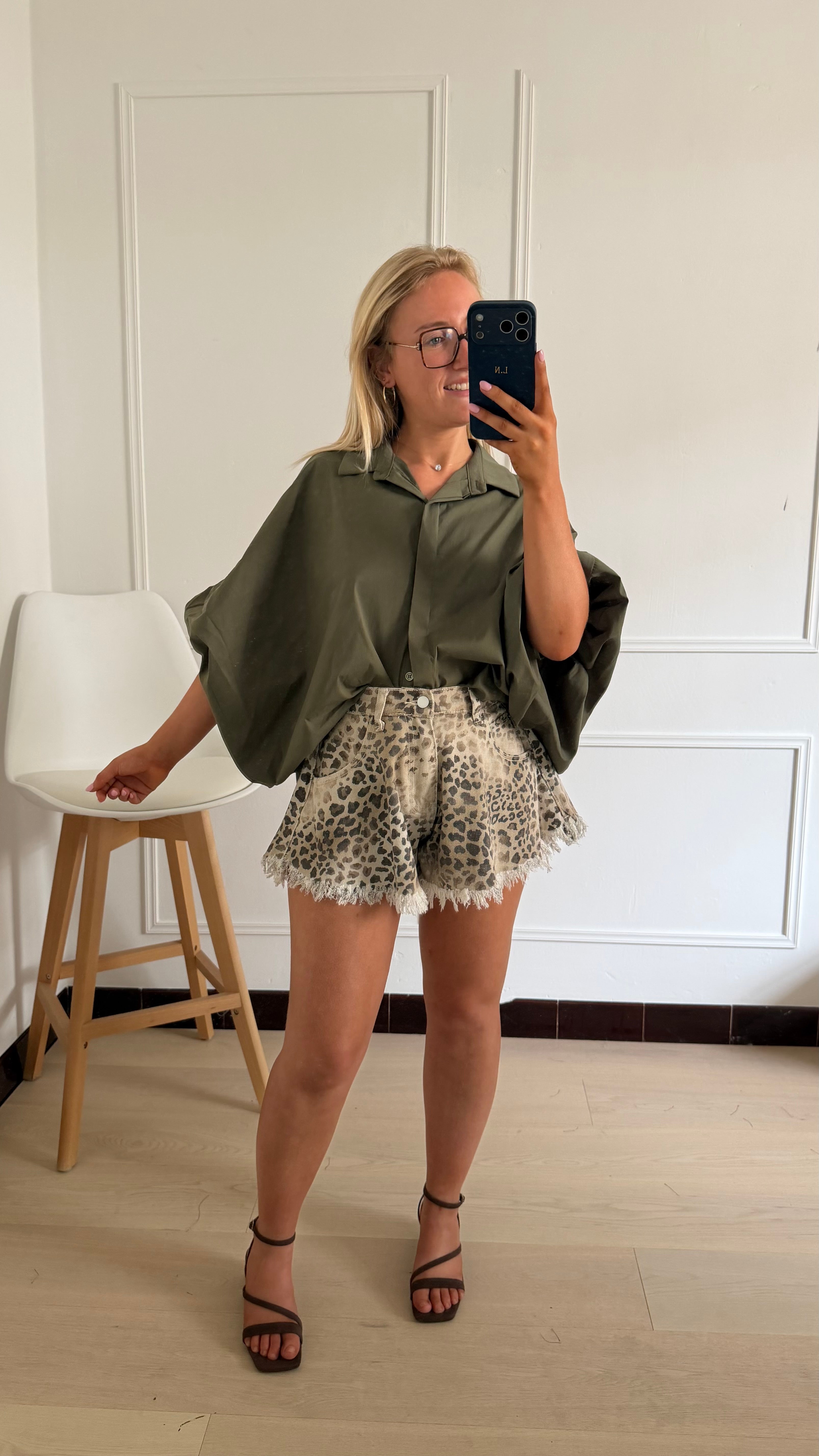 Sienna Leopard Denim Short