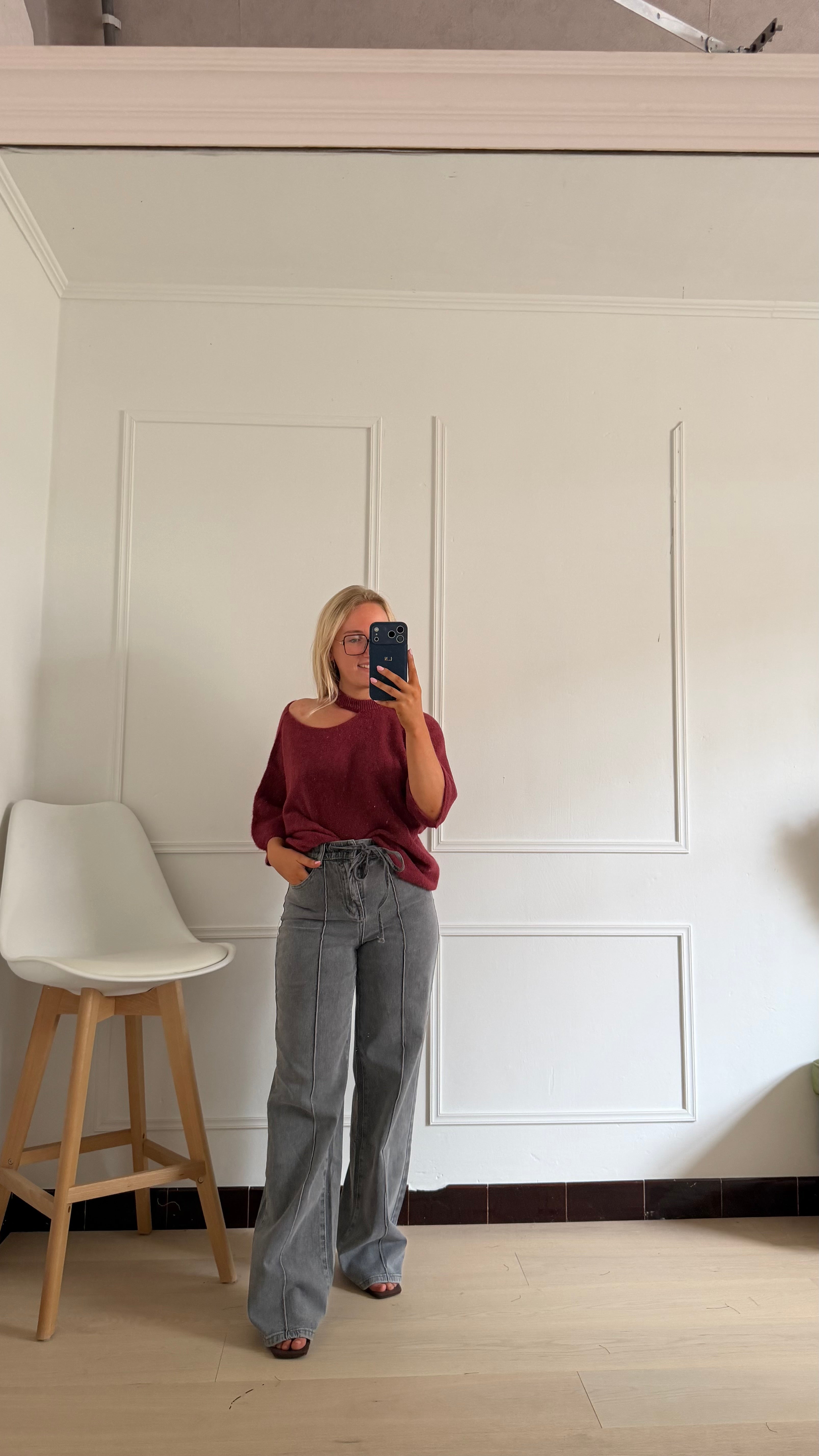 Straight Denim Jeans Antraciet