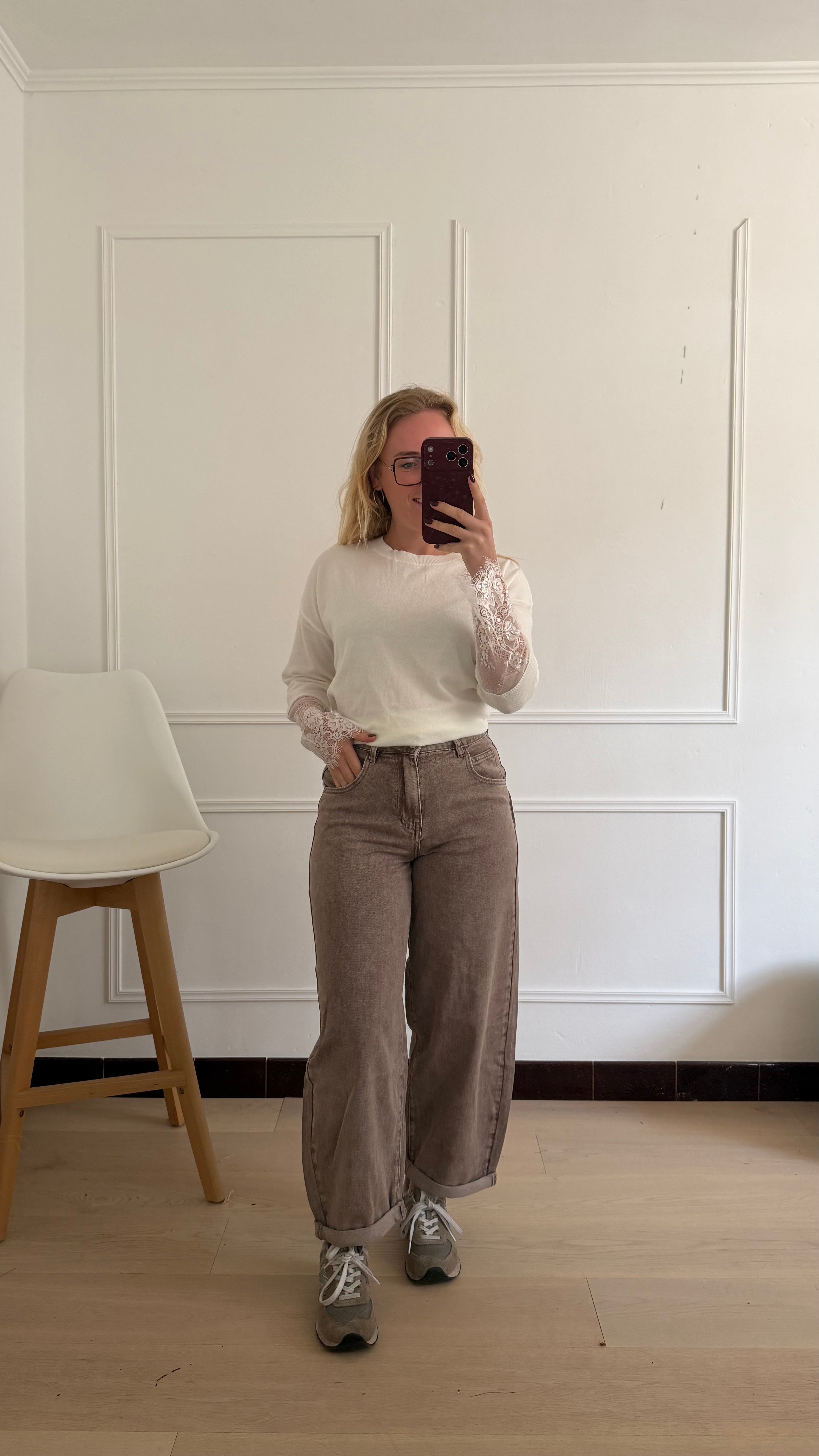 Balloon Denim Jeans Taupe