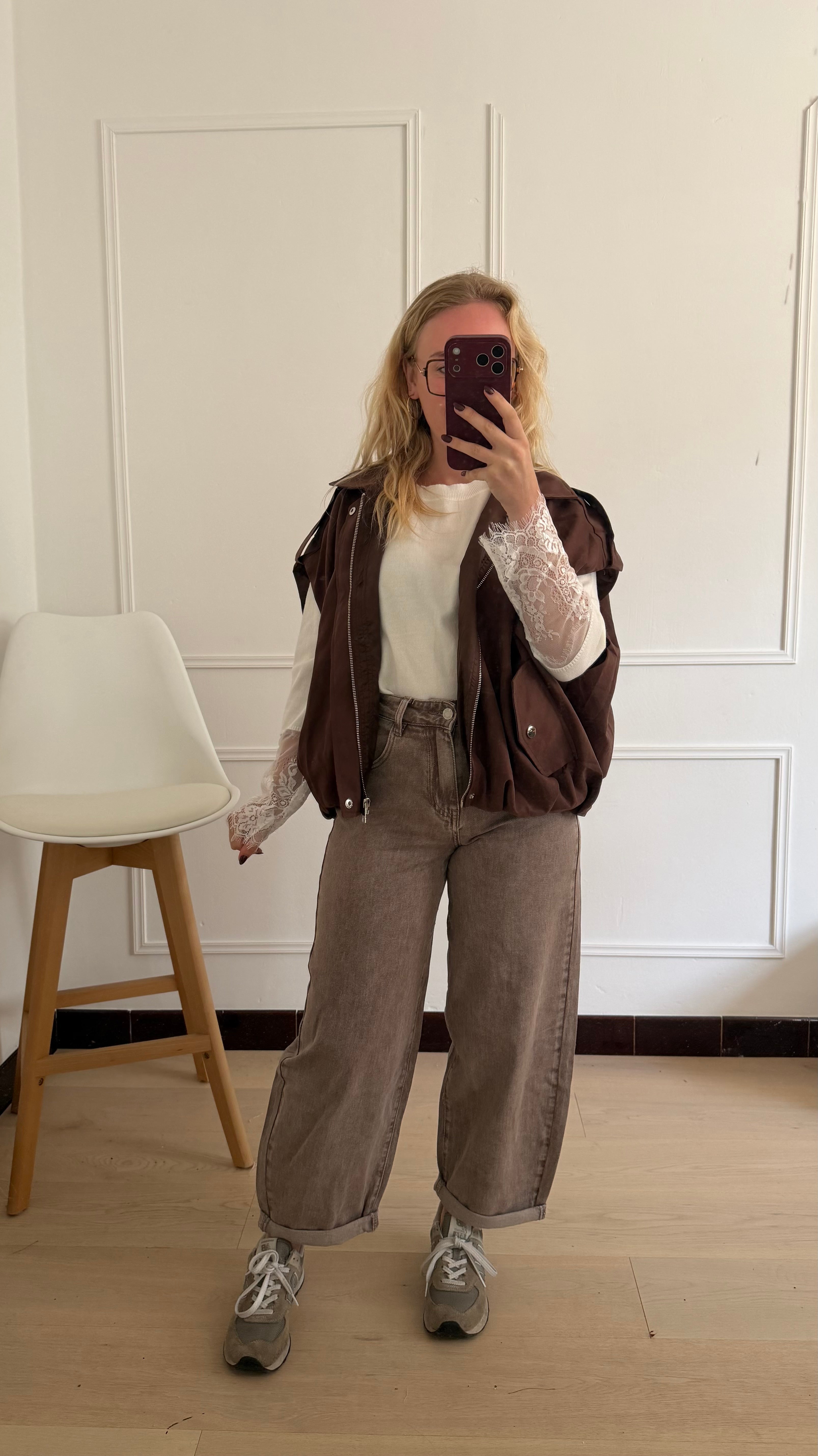 Balloon Denim Jeans Taupe