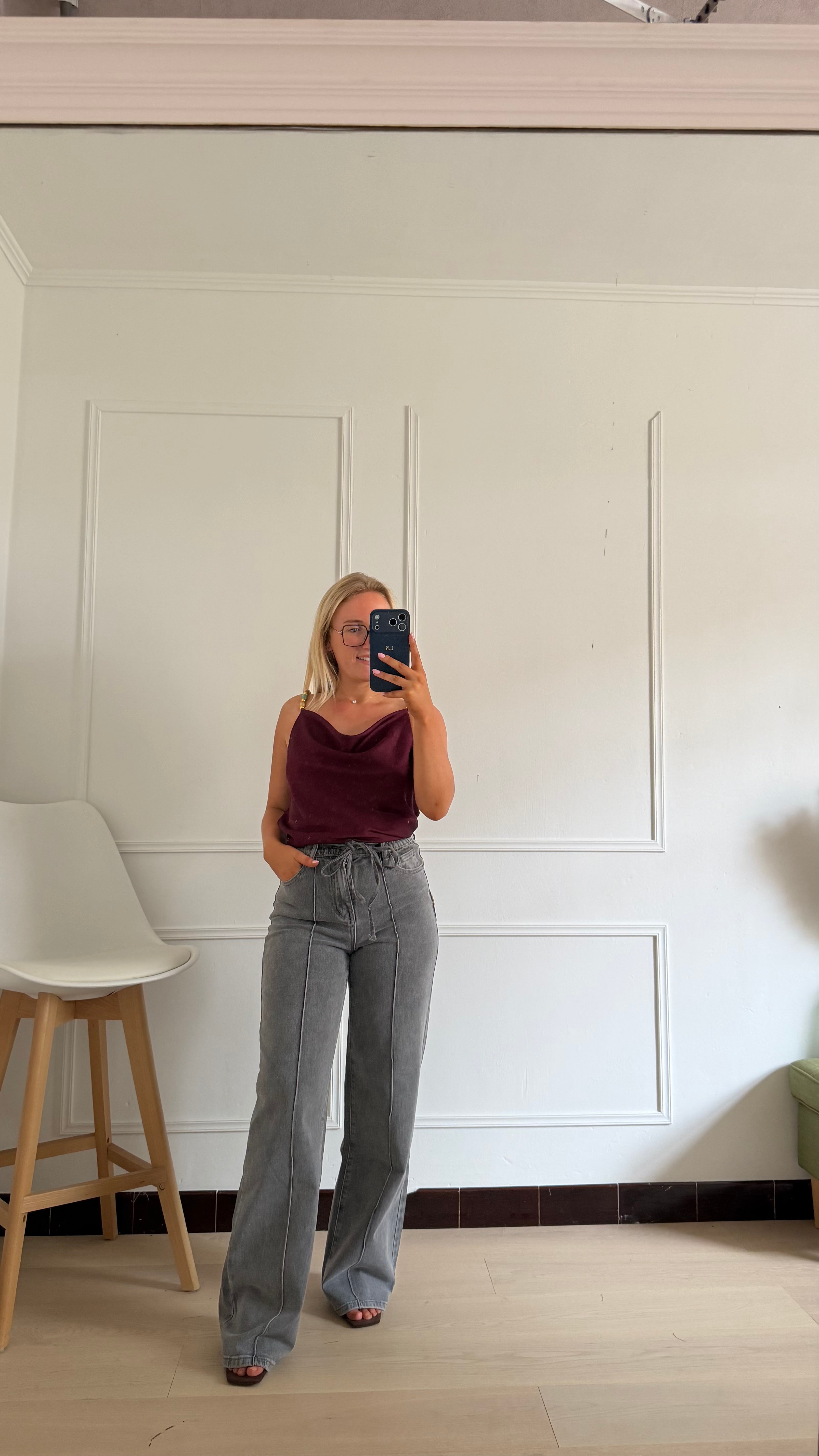 Straight Denim Jeans Antraciet