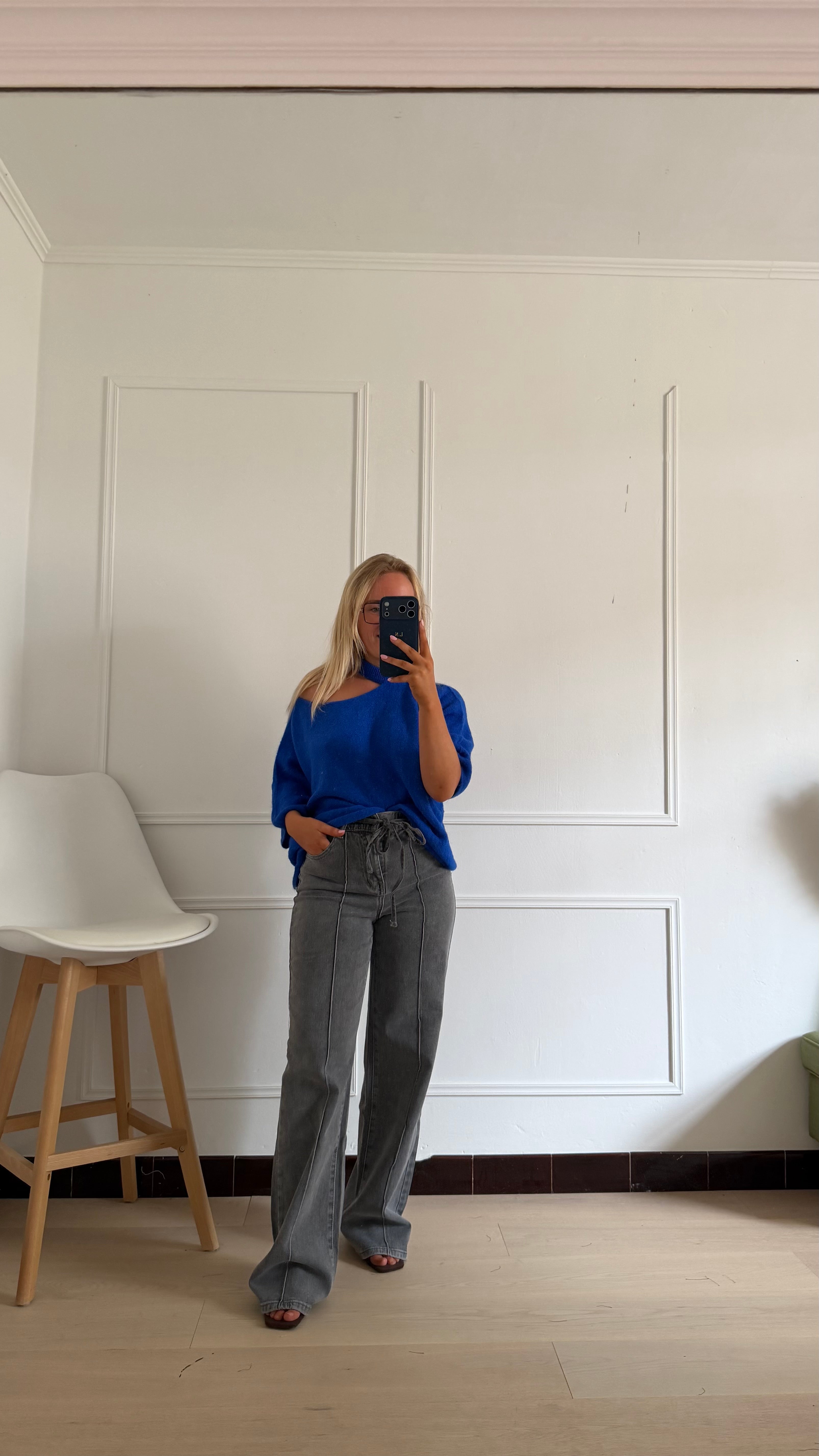 Straight Denim Jeans Antraciet