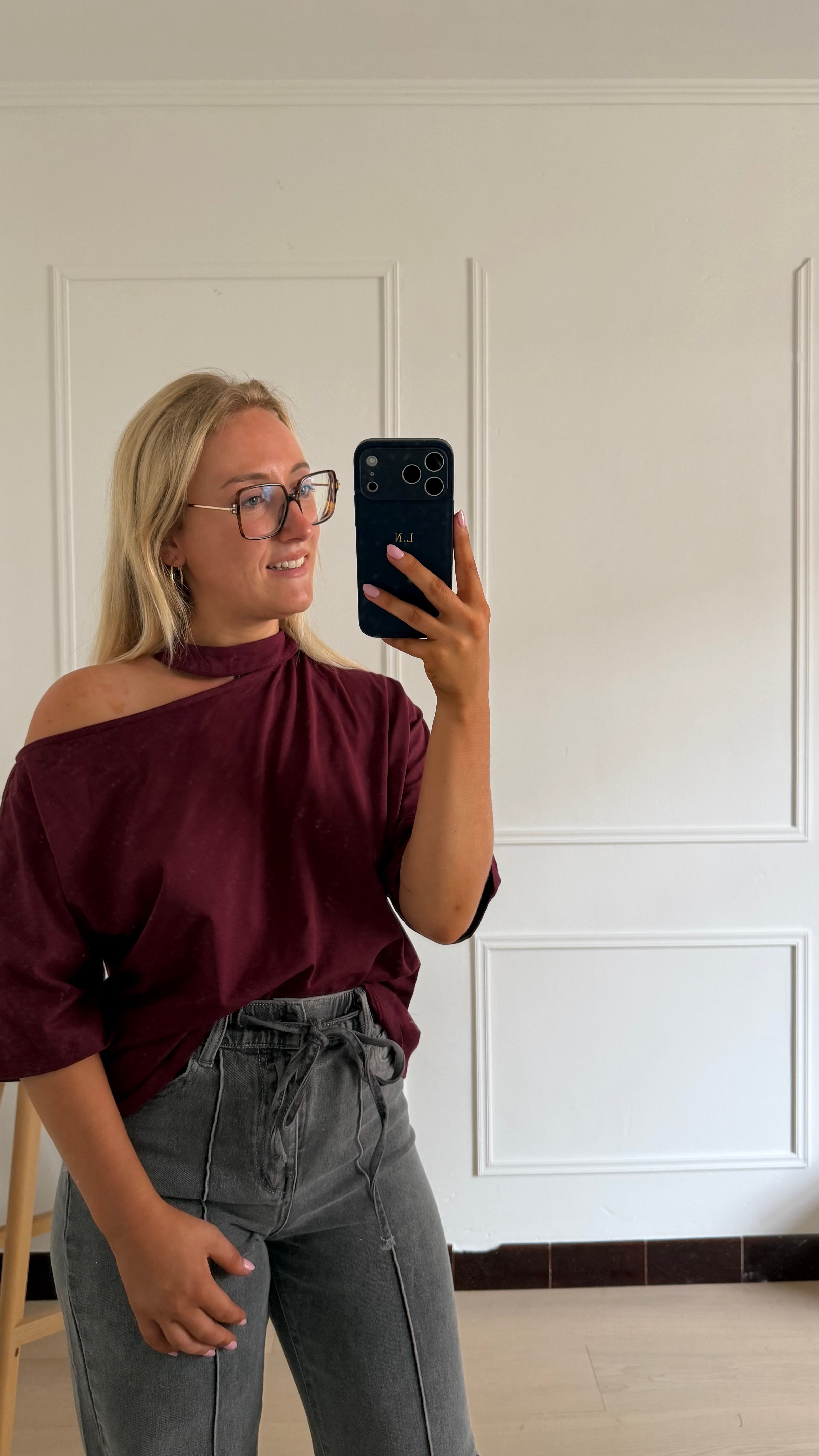 Fay Cut Out T-shirt Bordeaux