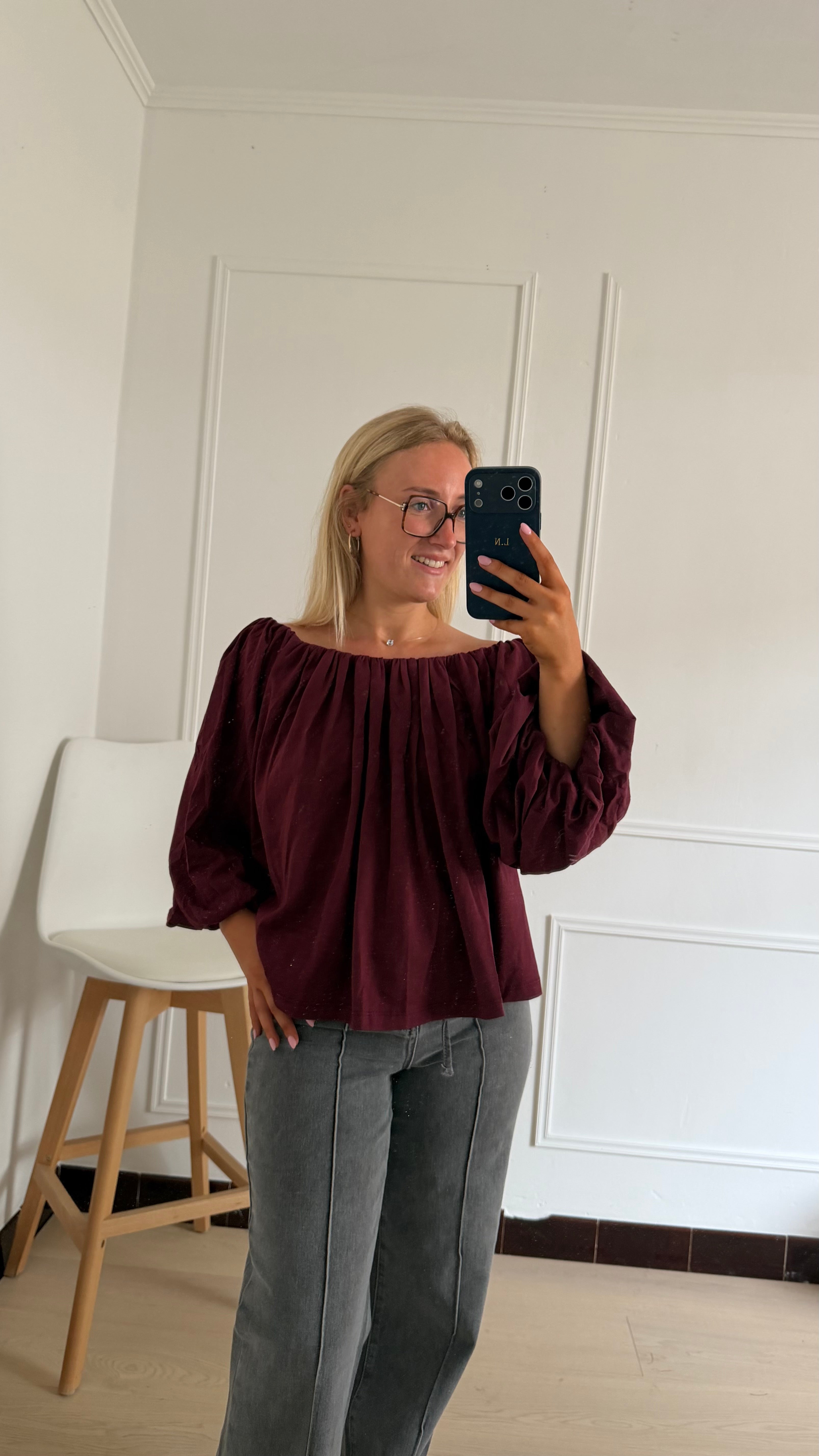 Livia Off Shoulder Longsleeve Bordeaux