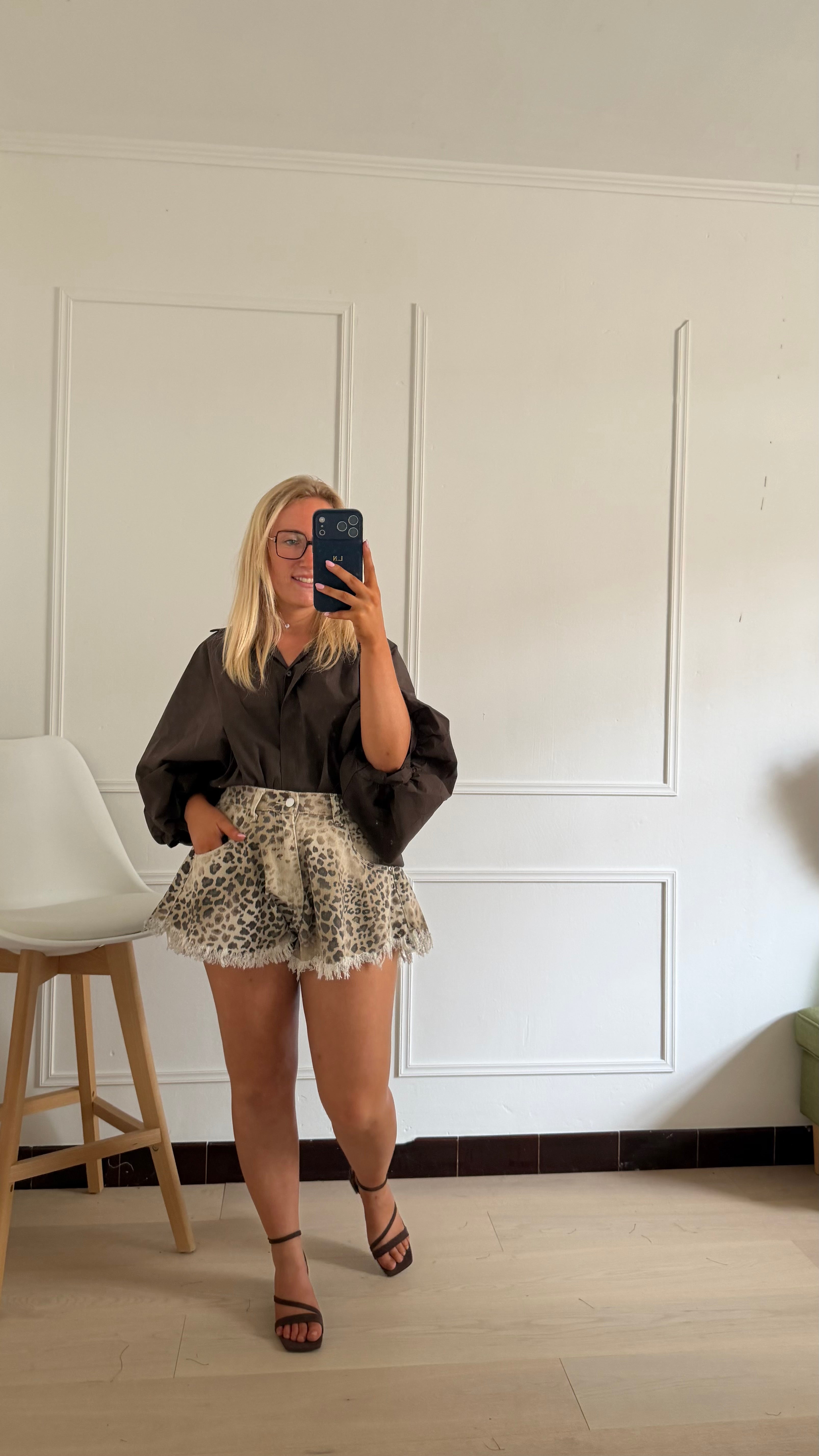 Sienna Leopard Denim Short