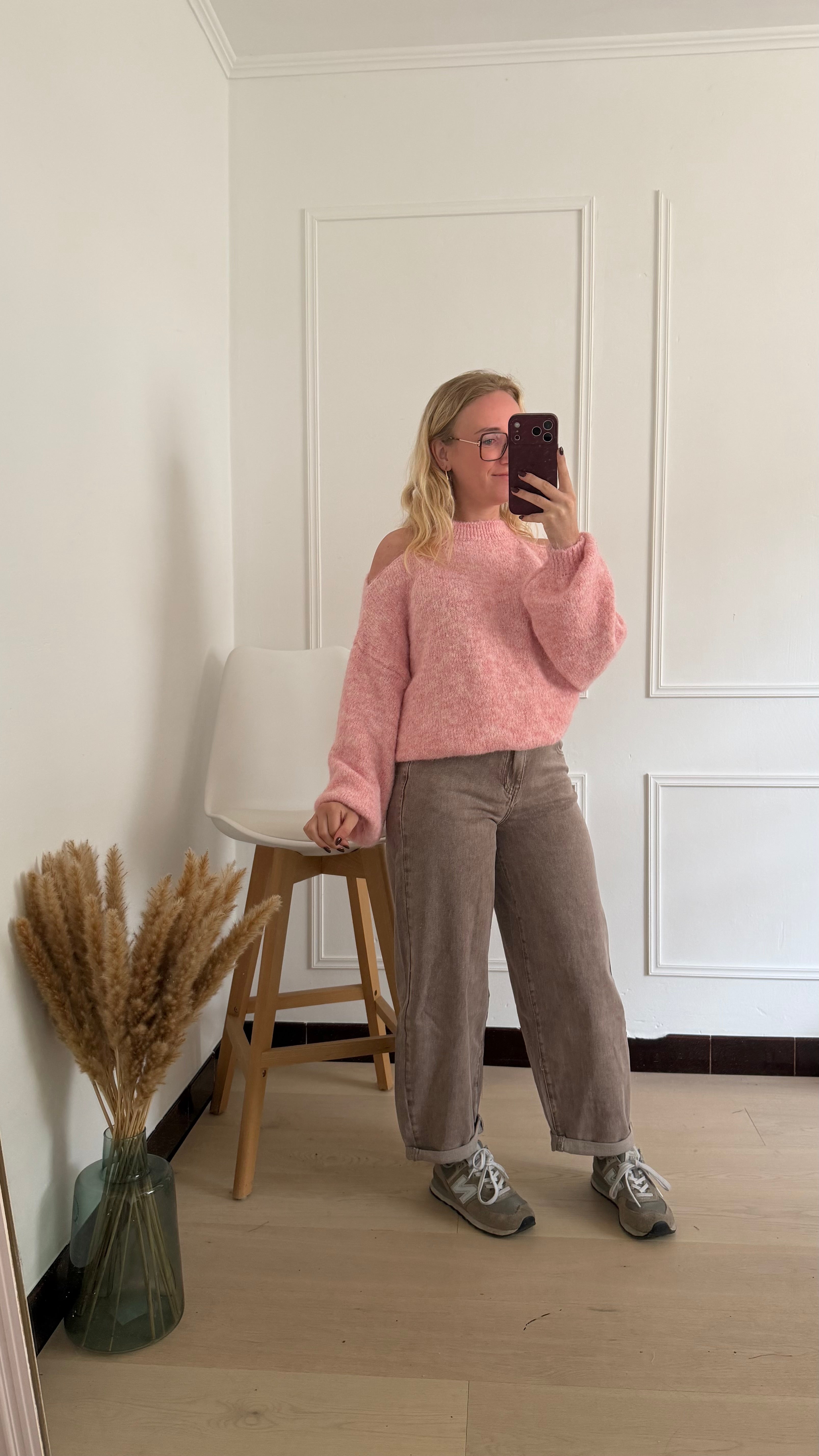 Balloon Denim Jeans Taupe
