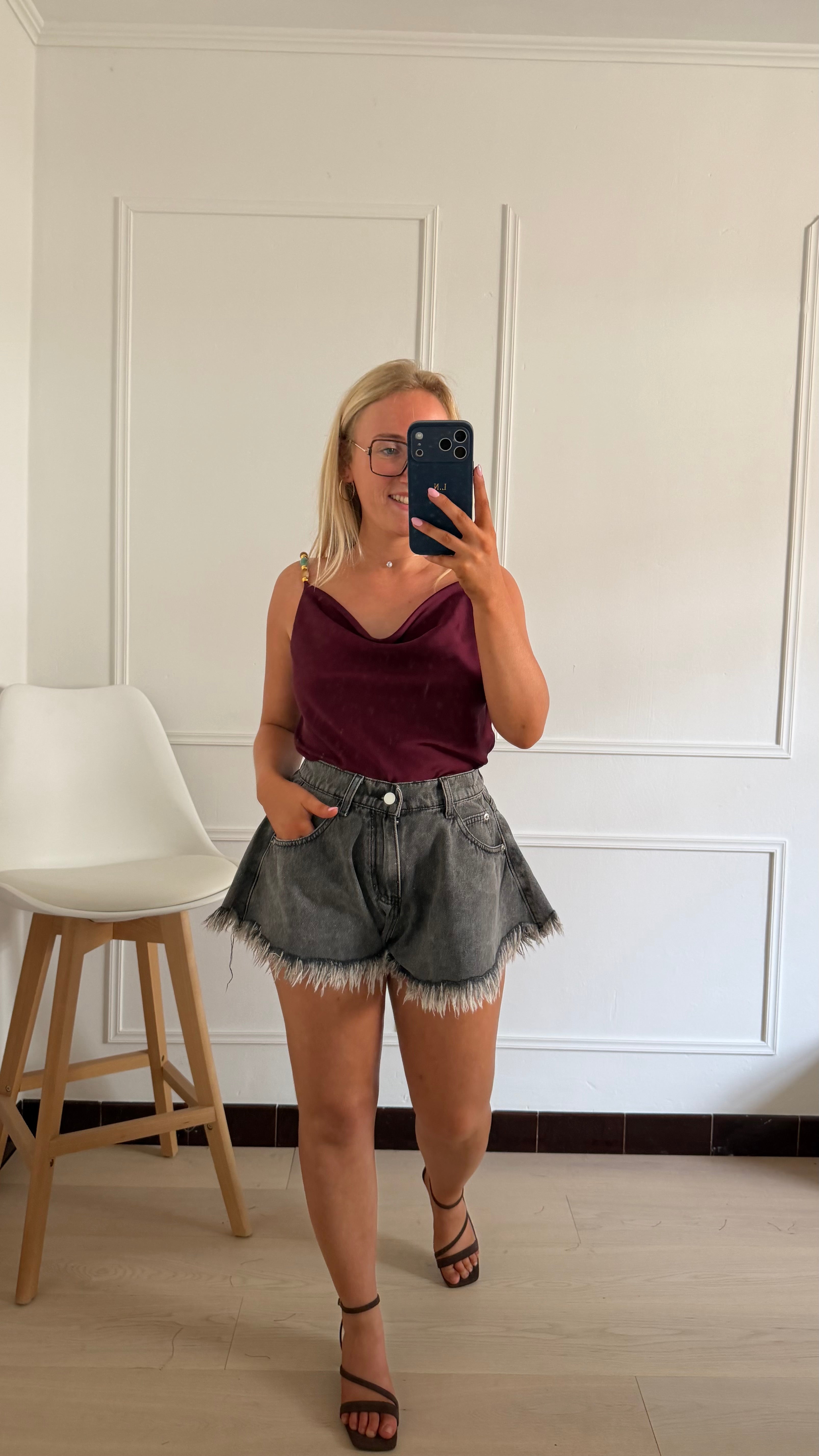 Sienna Black Denim Short