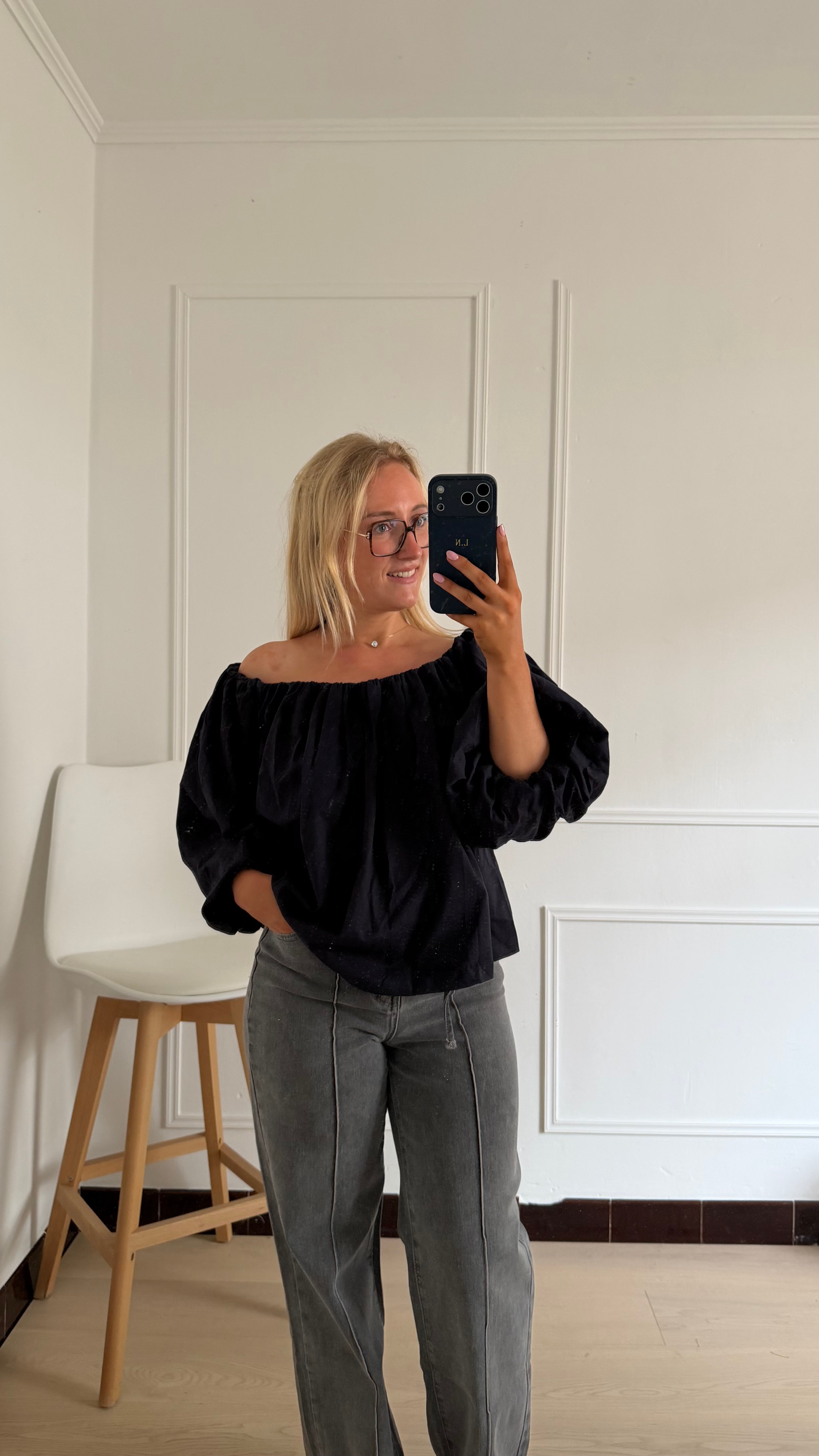 Livia Off Shoulder Longsleeve Marine