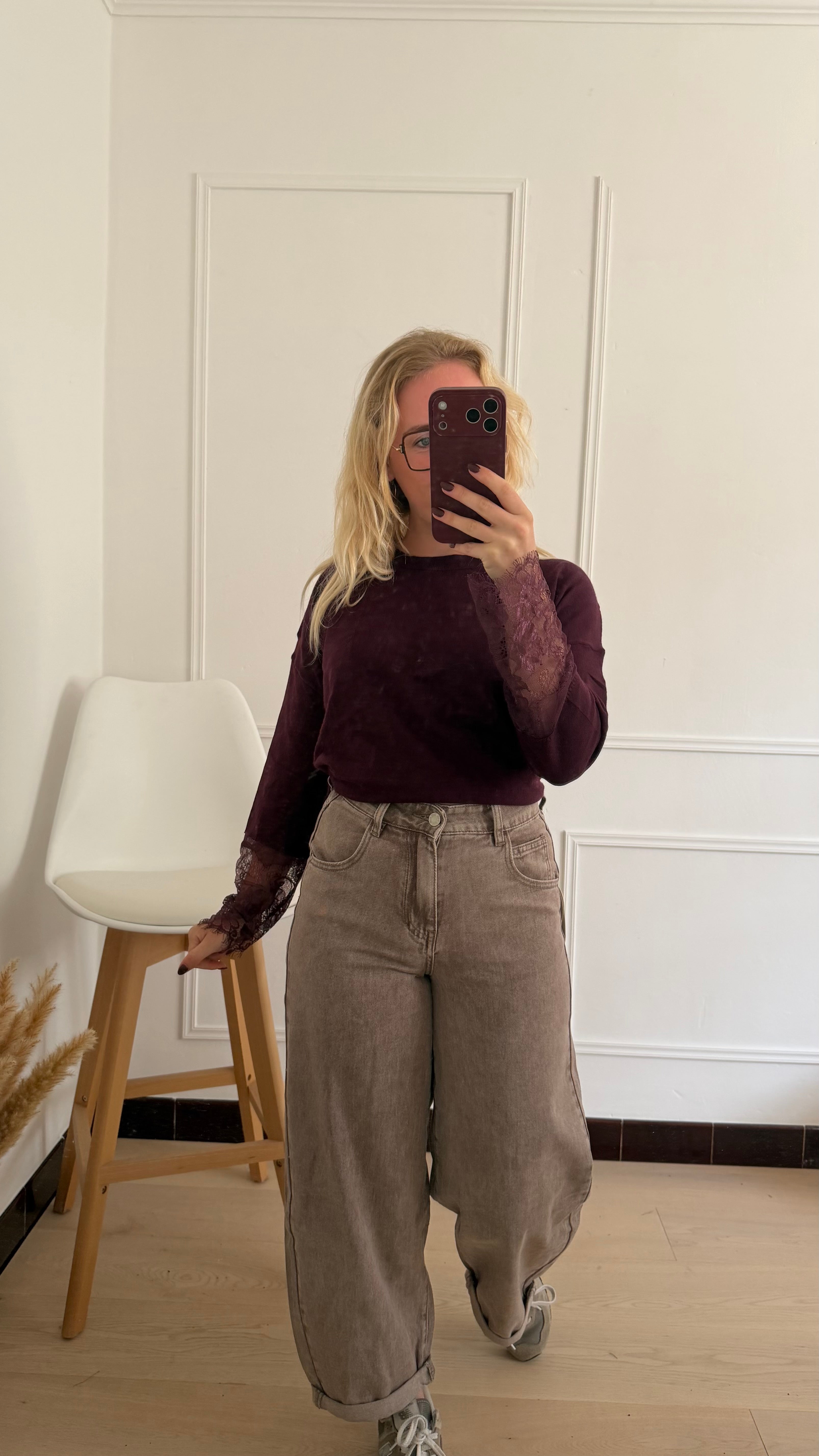 Balloon Denim Jeans Taupe
