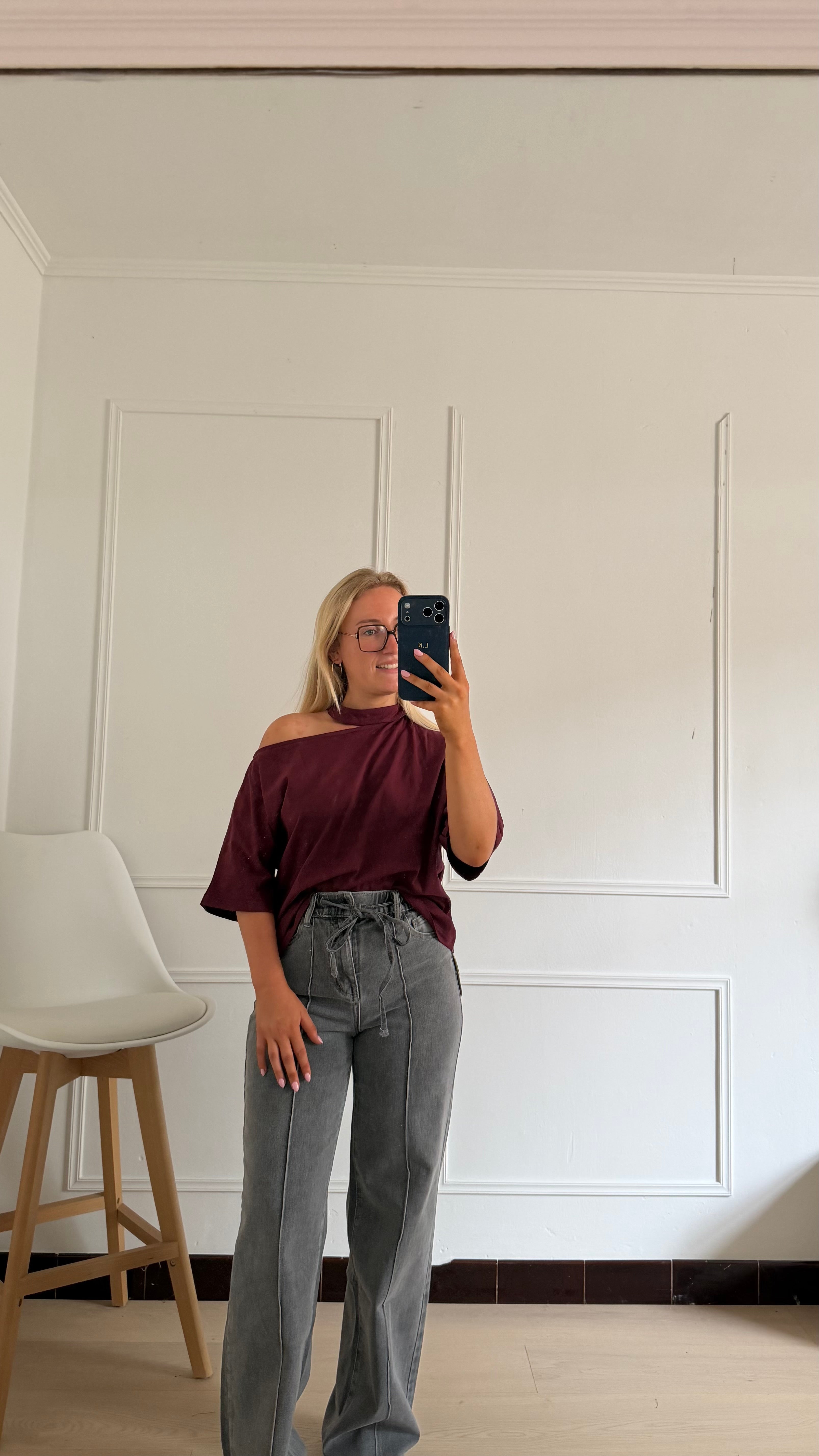 Fay Cut Out T-shirt Bordeaux