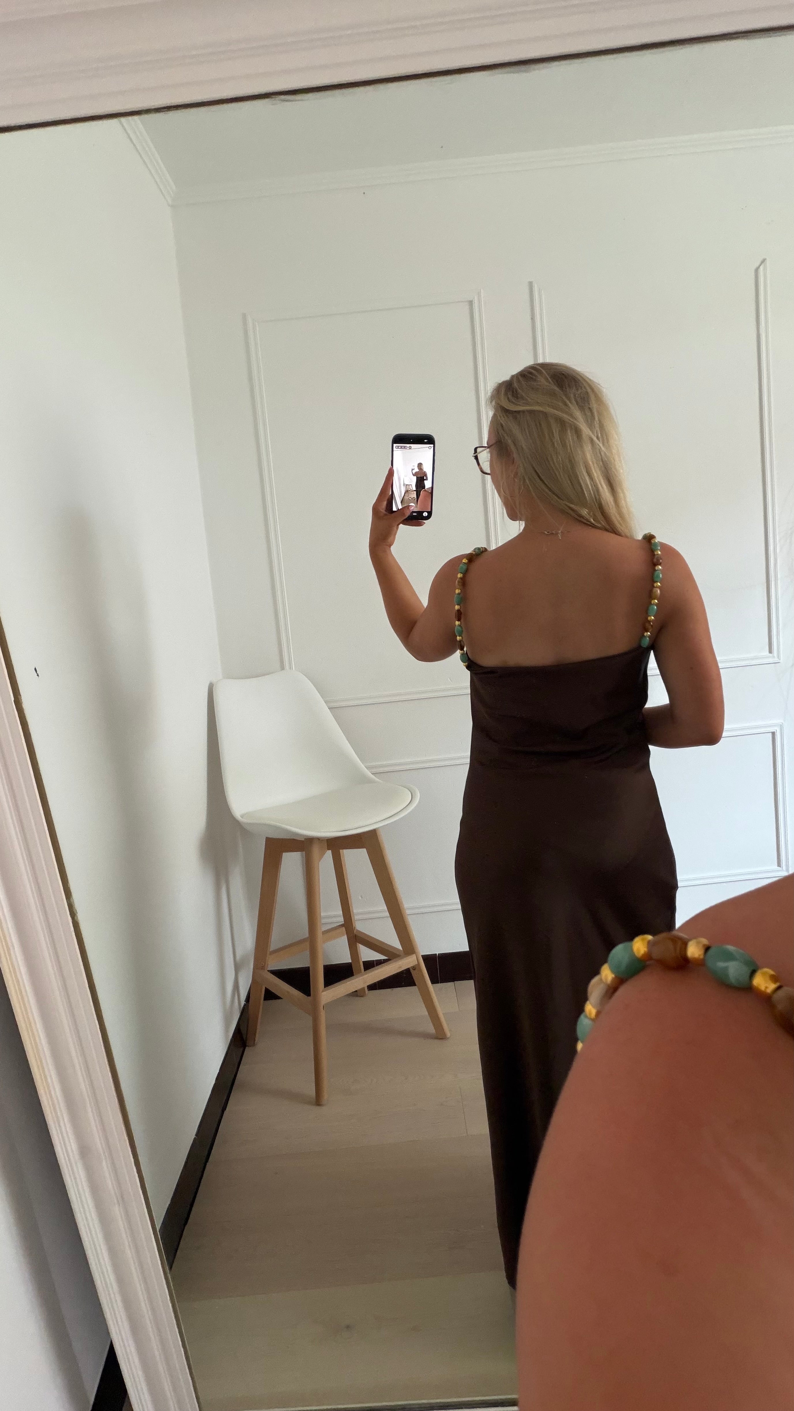 Coralie Satin Dress Brown