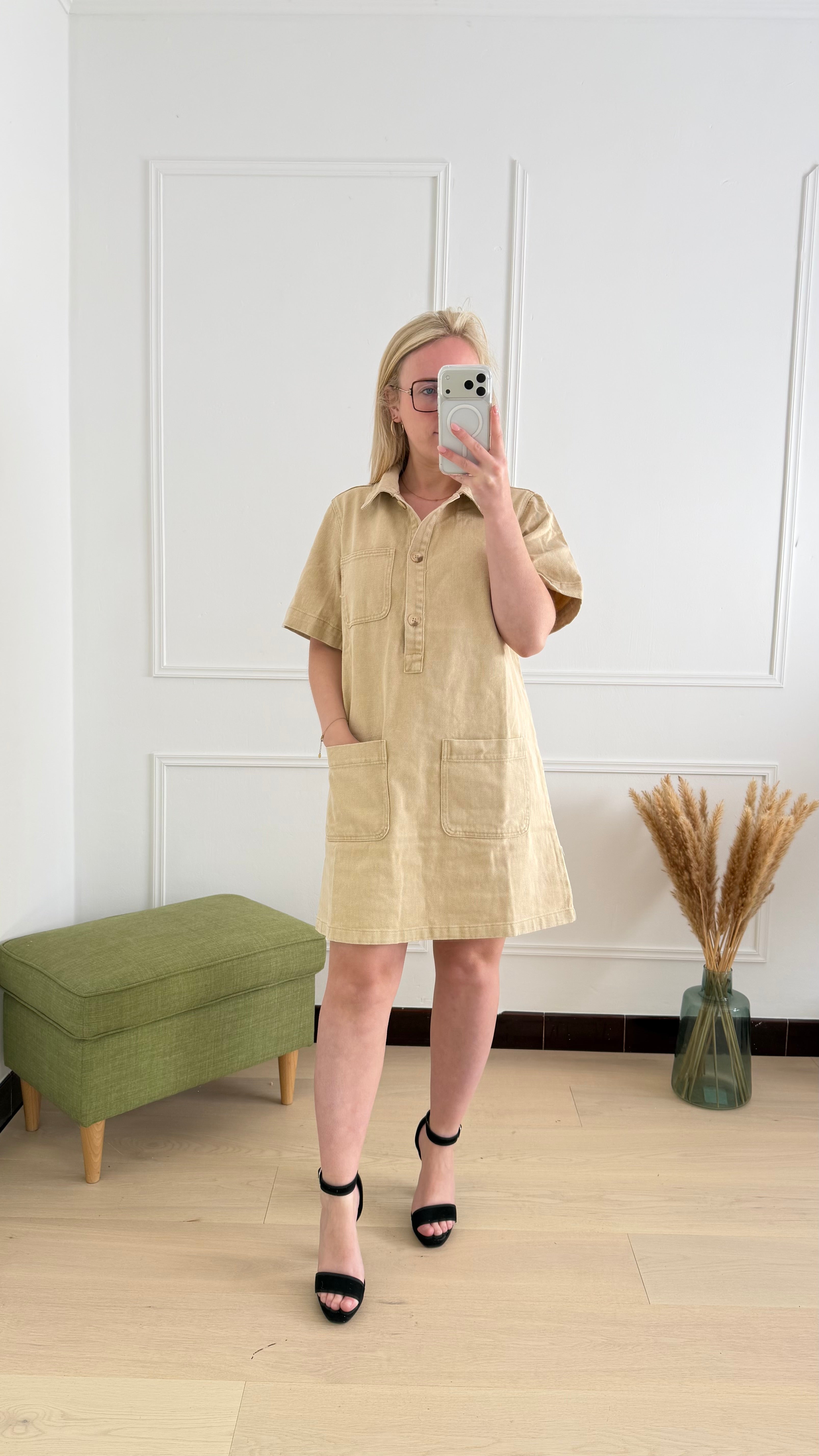 Juliet Denim Dress Beige