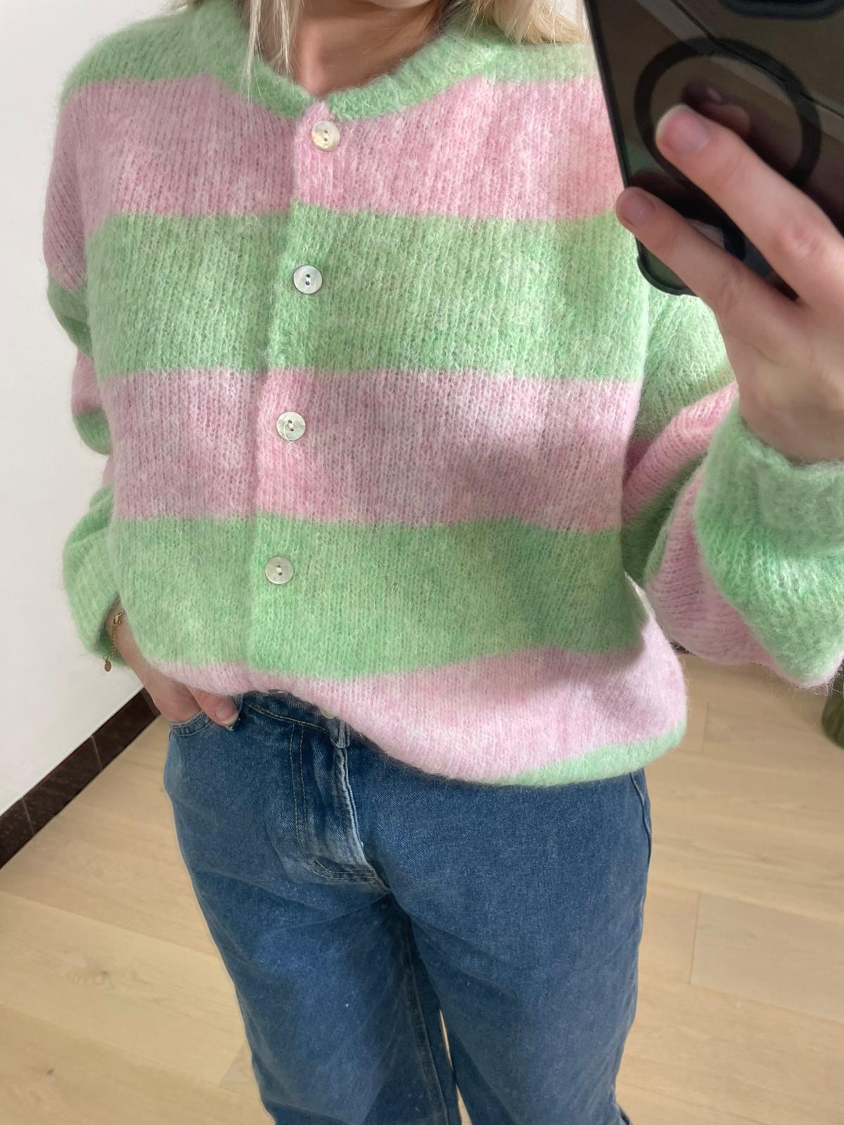 Ella's Cardigan Green/Pink
