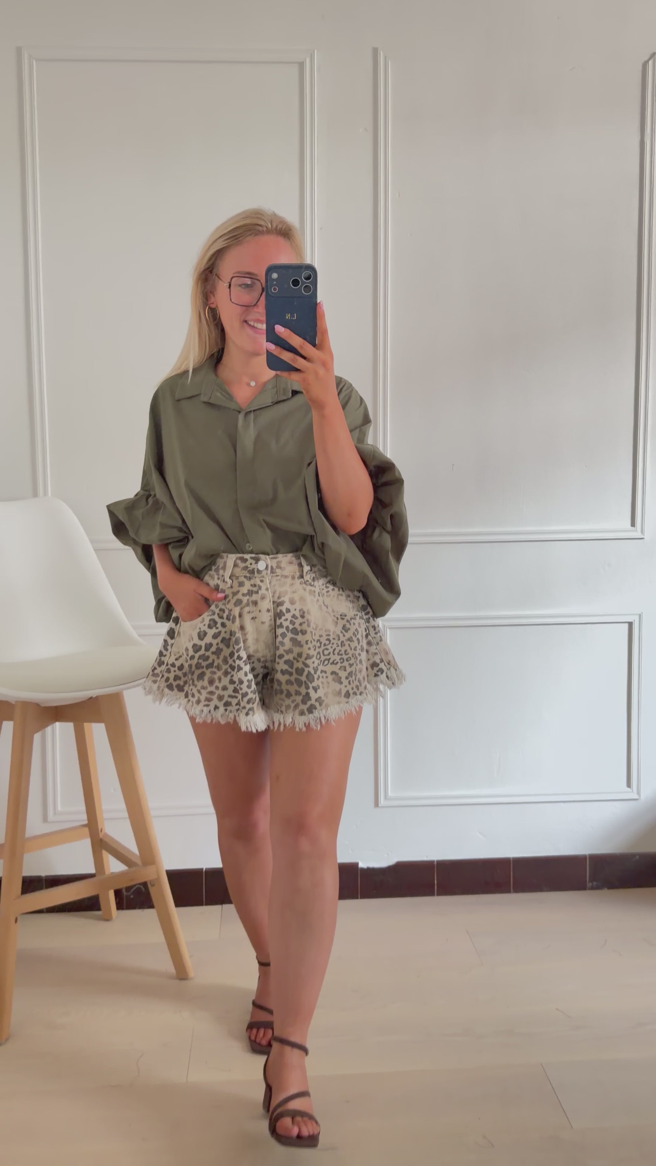 Sienna Leopard Denim Short