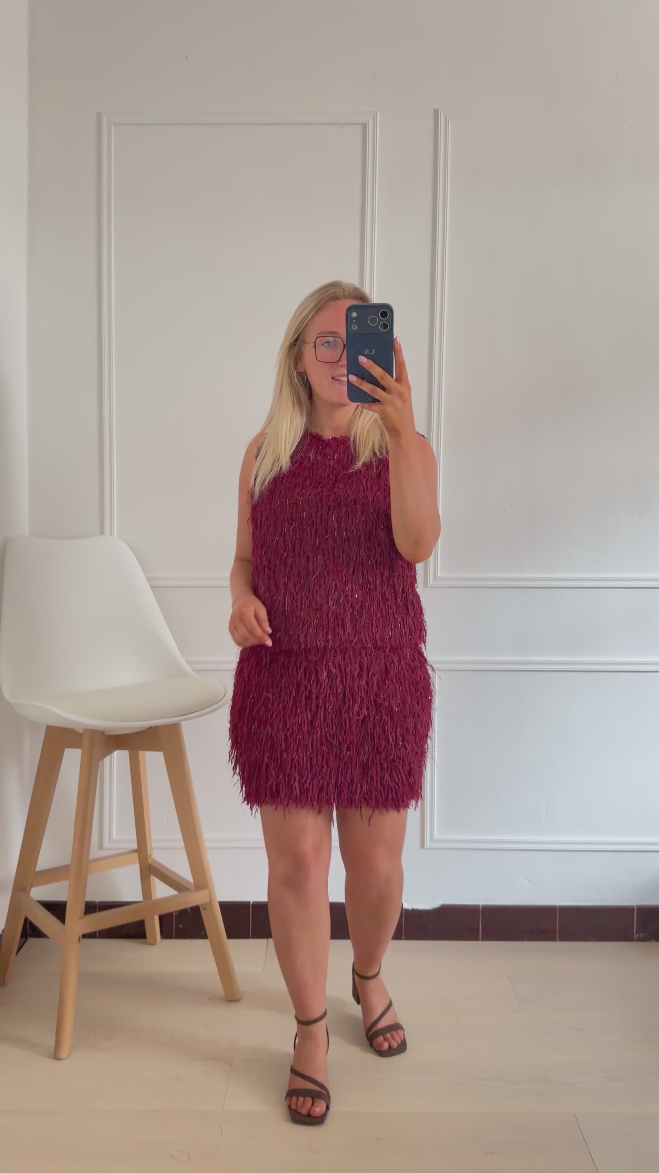 Maureen Fluffy Top Bordeaux