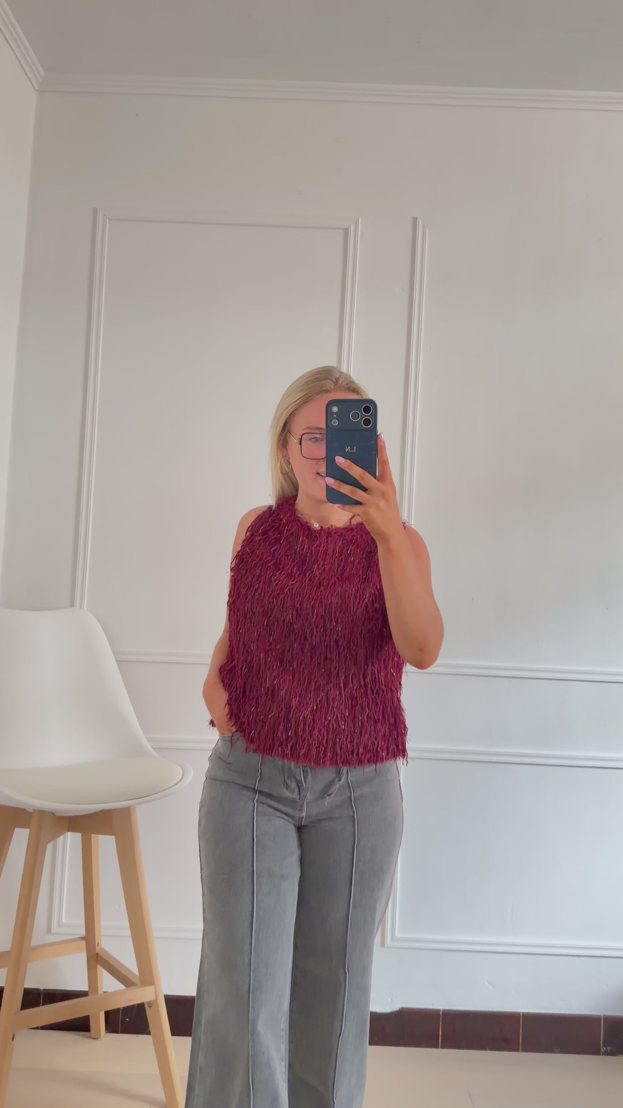 Maureen Fluffy Top Bordeaux