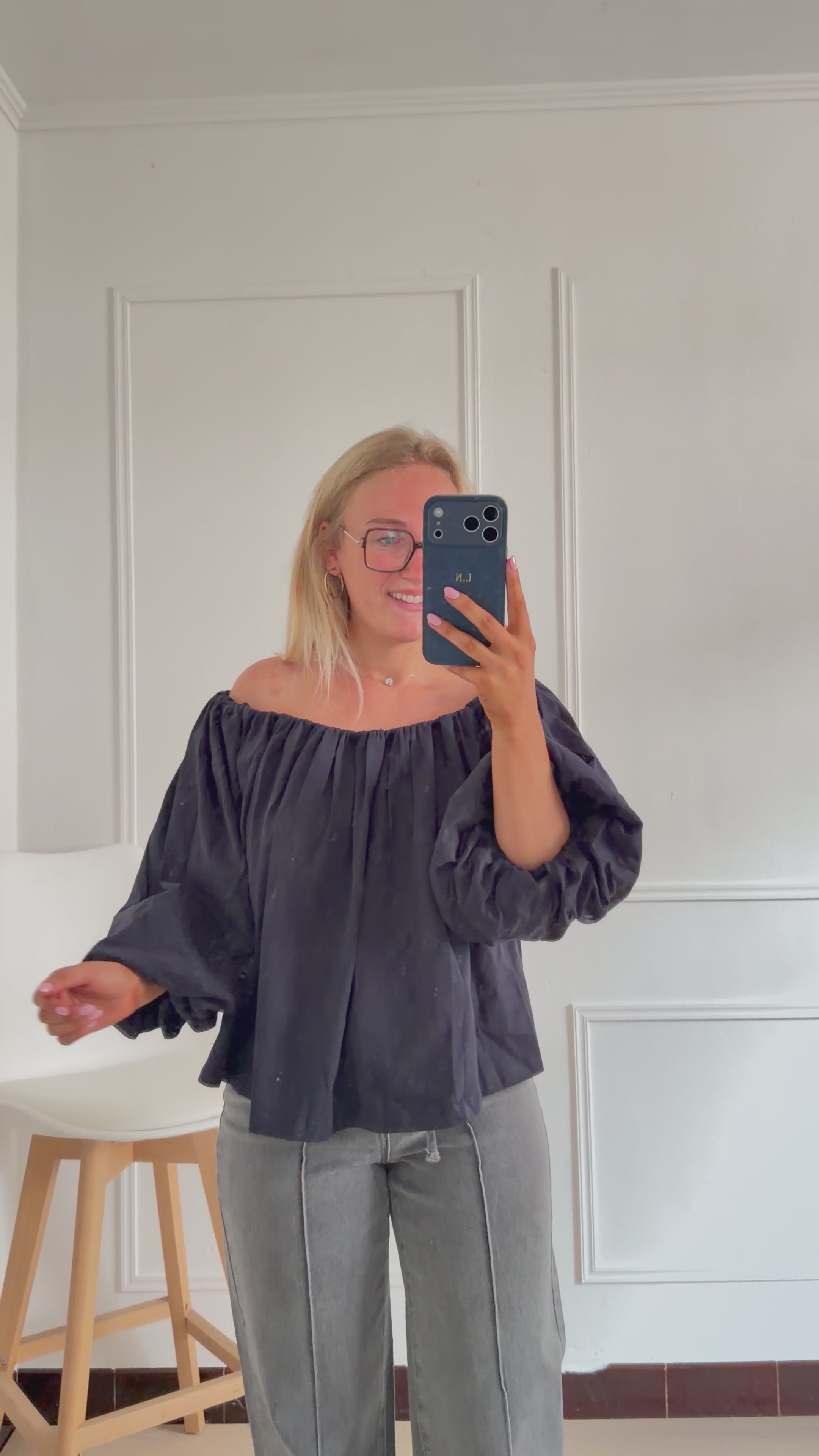 Livia Off Shoulder Longsleeve Marine