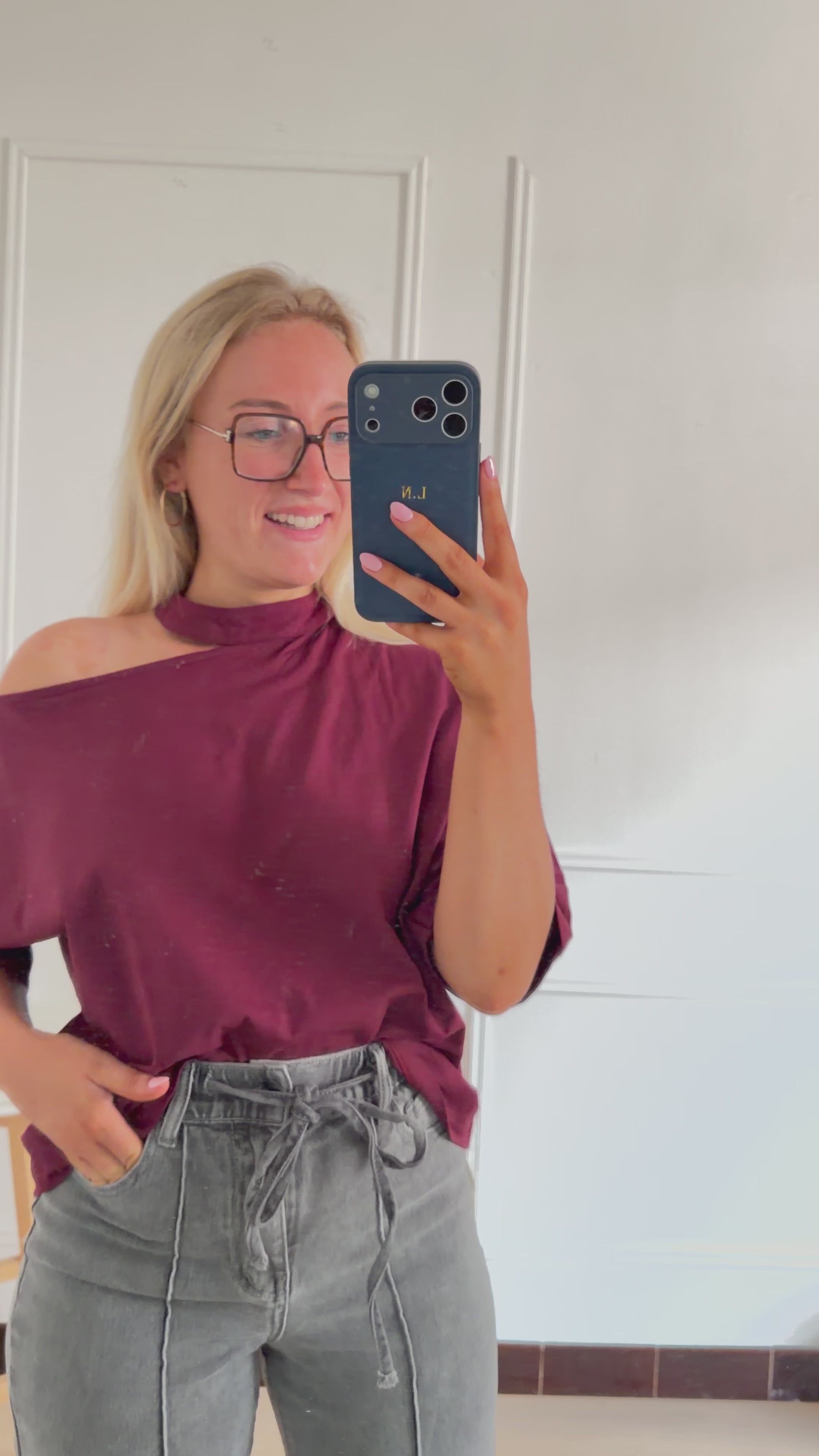 Fay Cut Out T-shirt Bordeaux
