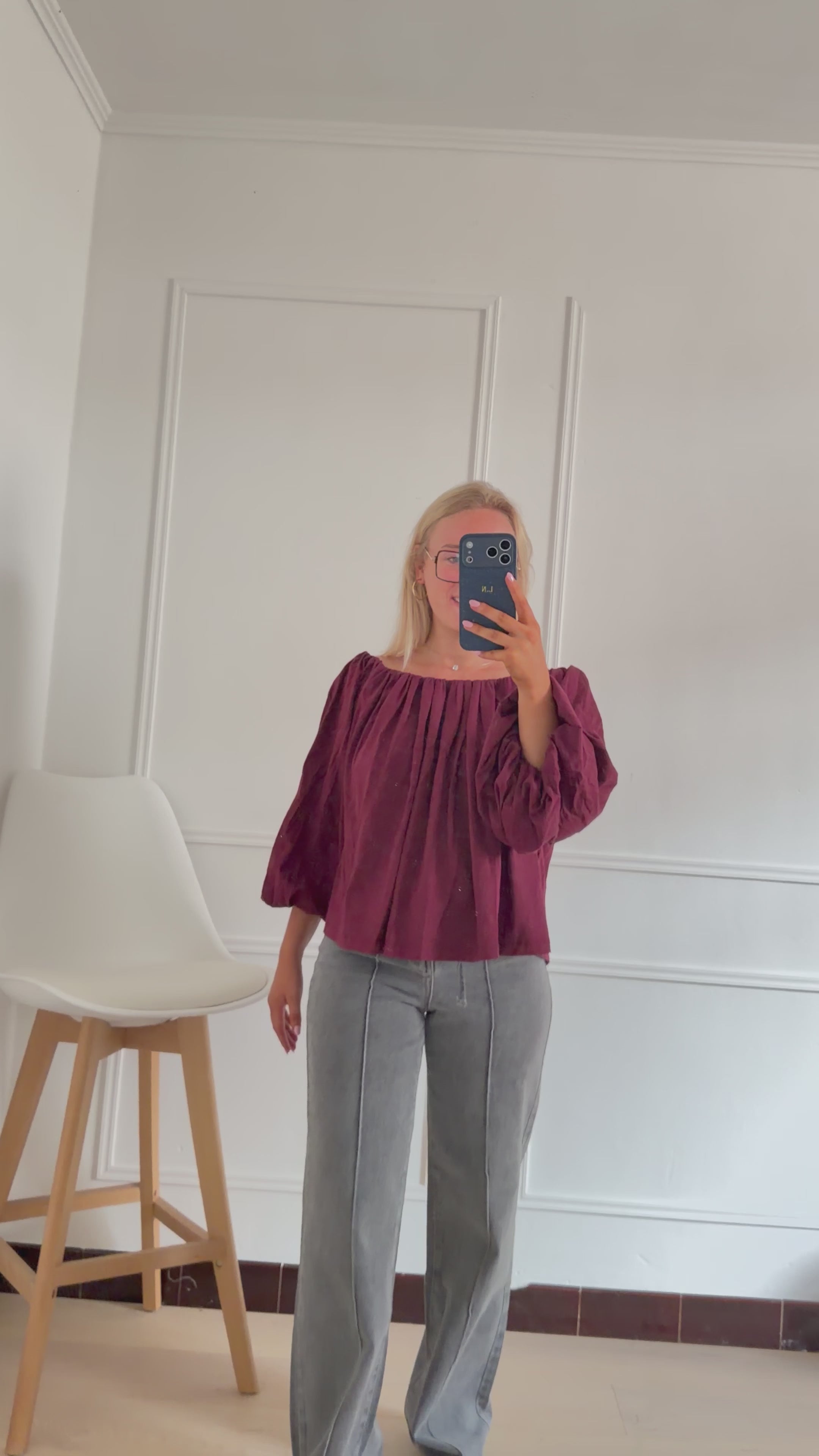 Livia Off Shoulder Longsleeve Bordeaux